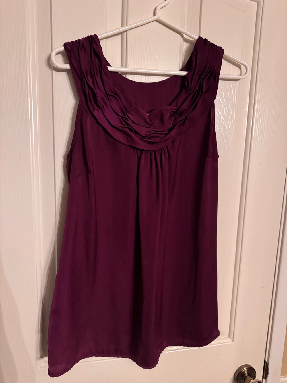 Women's Sleeveless Pleated Neckline Top - Deep Plum Maternity